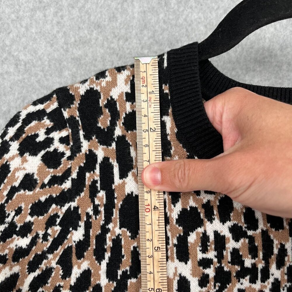 Banana Republic Leopard Sweater Dress Size M Long Sleeve Neutral Black Office - Picture 7 of 10
